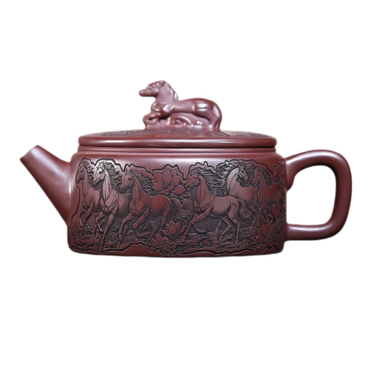 Rui Ma Cheng Xiang Han Wa Yixing Teapot | Raw Shi Hong Red Zisha Clay | Large 520ml