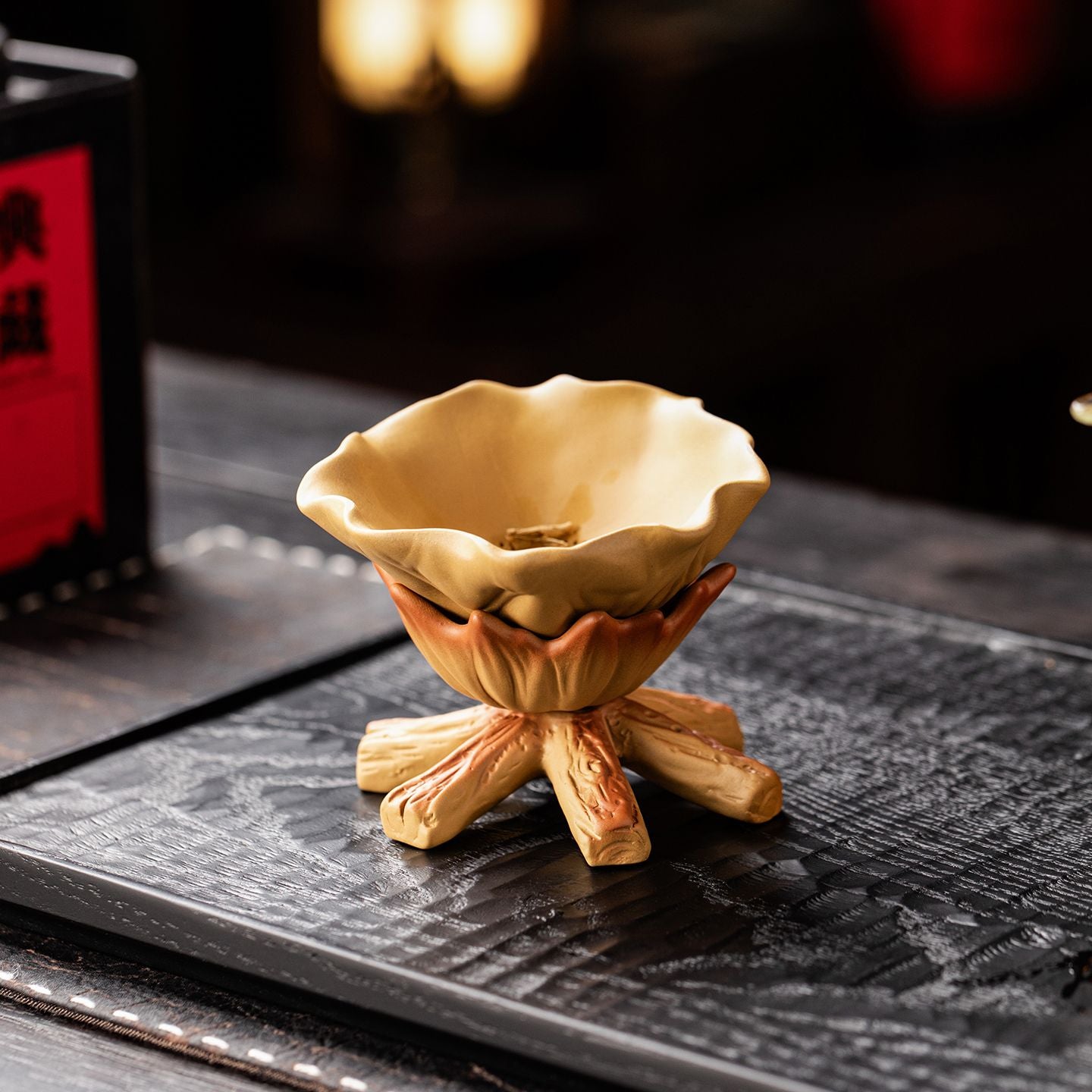 Zisha Clay Mini Fire Basin Tea Strainer Set | Yixing Purple Clay Gongfu Teaware