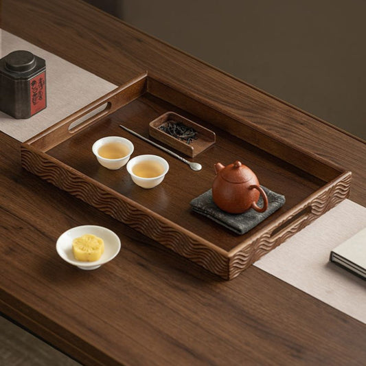 Ripple Handle Rectangular Serving Tray – Tea Tray, Pastry Plate & Storage Organizer | 3 Sizes