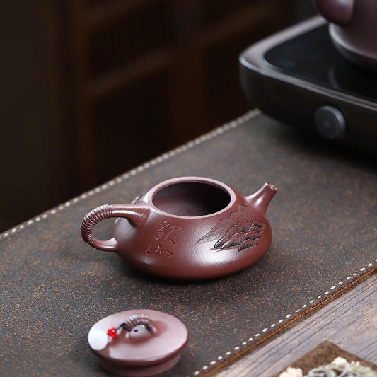 Semi‑Handmade Yixing Purple Clay "Mountain View" Teapot 240ml