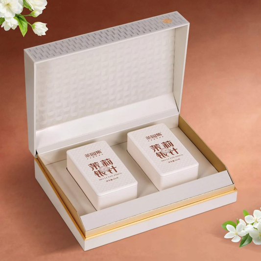Cha Yuan Ji · Pin Zuan Jasmine Silver Needle | Nine-Scenting + One-Lifting, Full Bud, Fresh Jasmine & Tea Down Sweetness — Premium Gift Box (160g / 2 Tins)