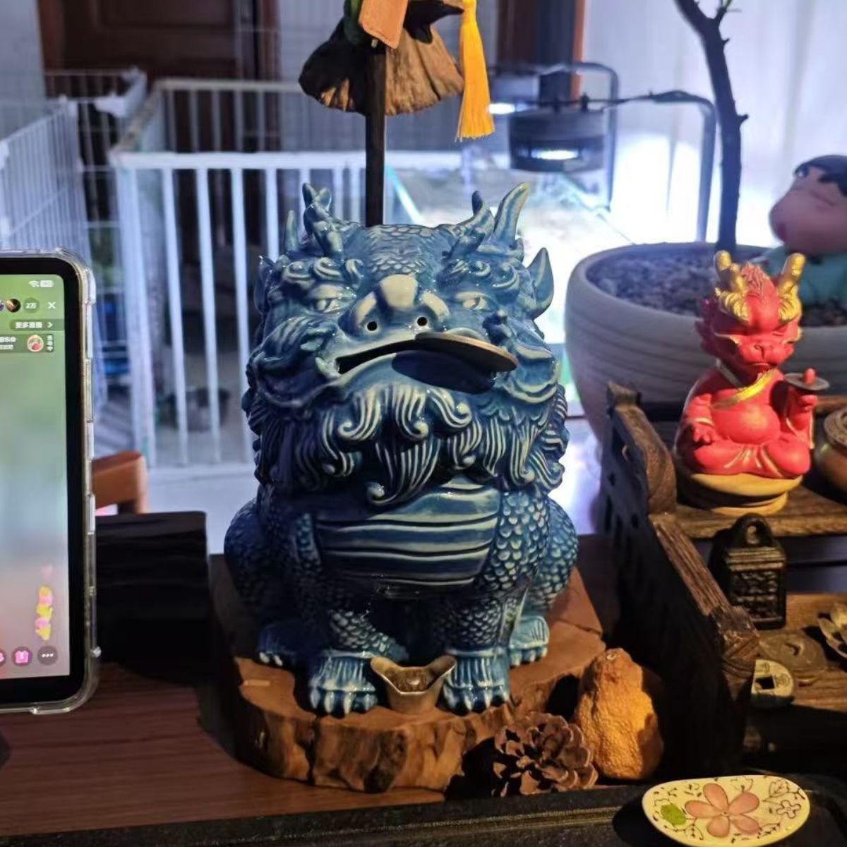 Jingdezhen Blue & White Porcelain Qilin Incense Burner | Handcrafted Tea Room Décor