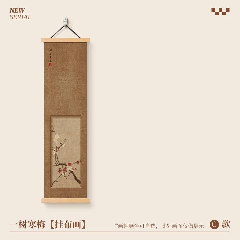 Four Gentlemen Chinese Hanging Scroll Painting – Plum, Orchid, Bamboo & Chrysanthemum | 30×120cm