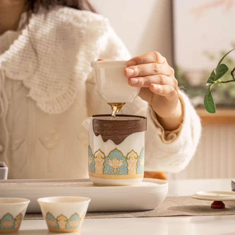 Elegant Ceramic Travel Tea Set
