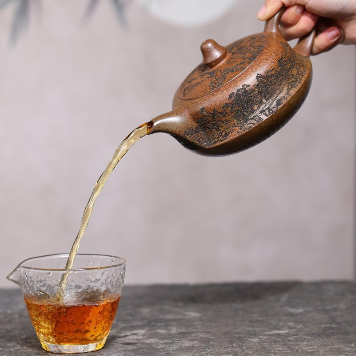 Shanshui Qu Hu Yixing Zisha Teapot – Original Mine Chenxiang Cloud Mist Wood-Fired Clay
