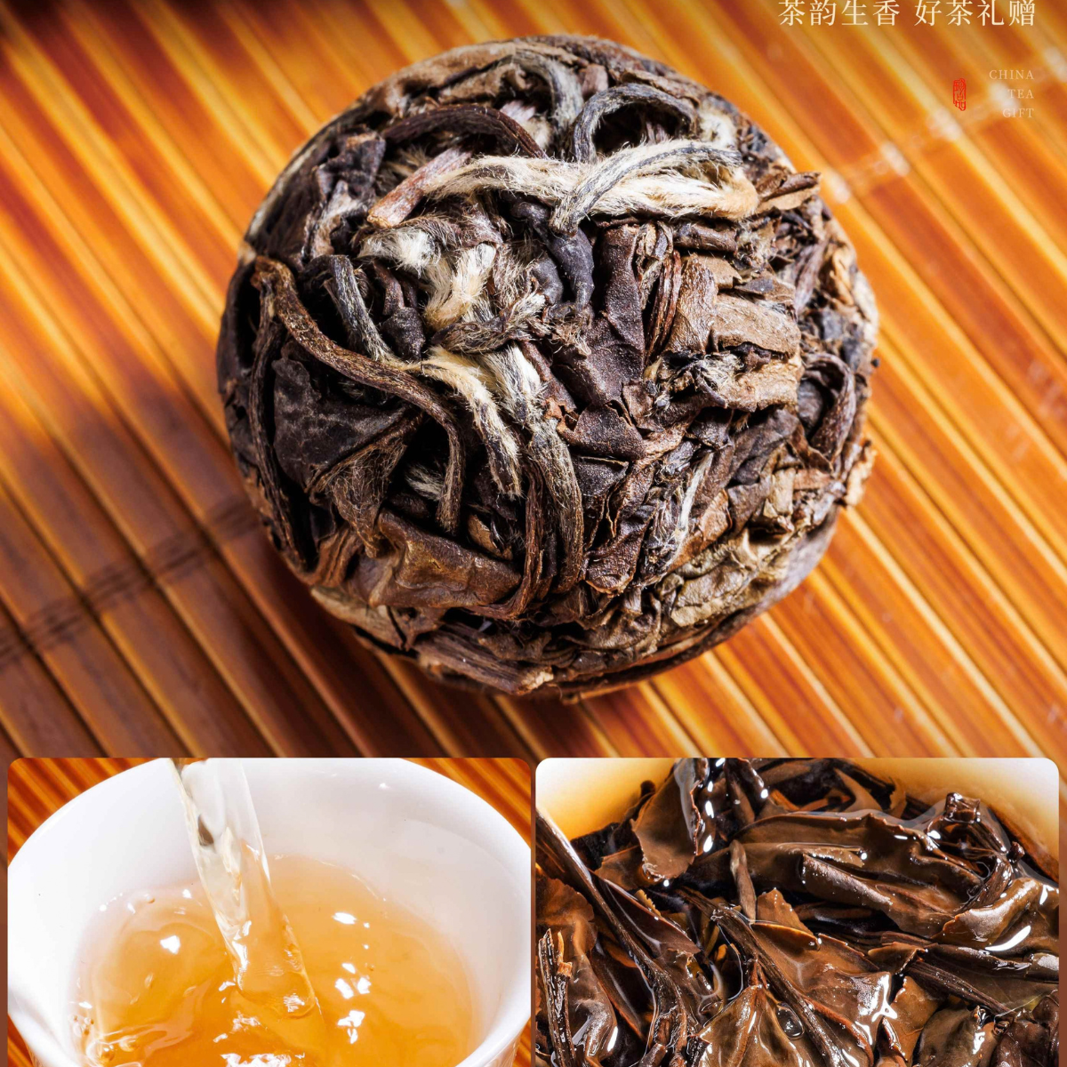 Bai Cha Zhuang Yuan San Wei | Premium White Tea Trio Gift Box โ First Flush Silver Needle, Wild White Peony Cake & Gong Mei Dragon Pearl (180g Total)