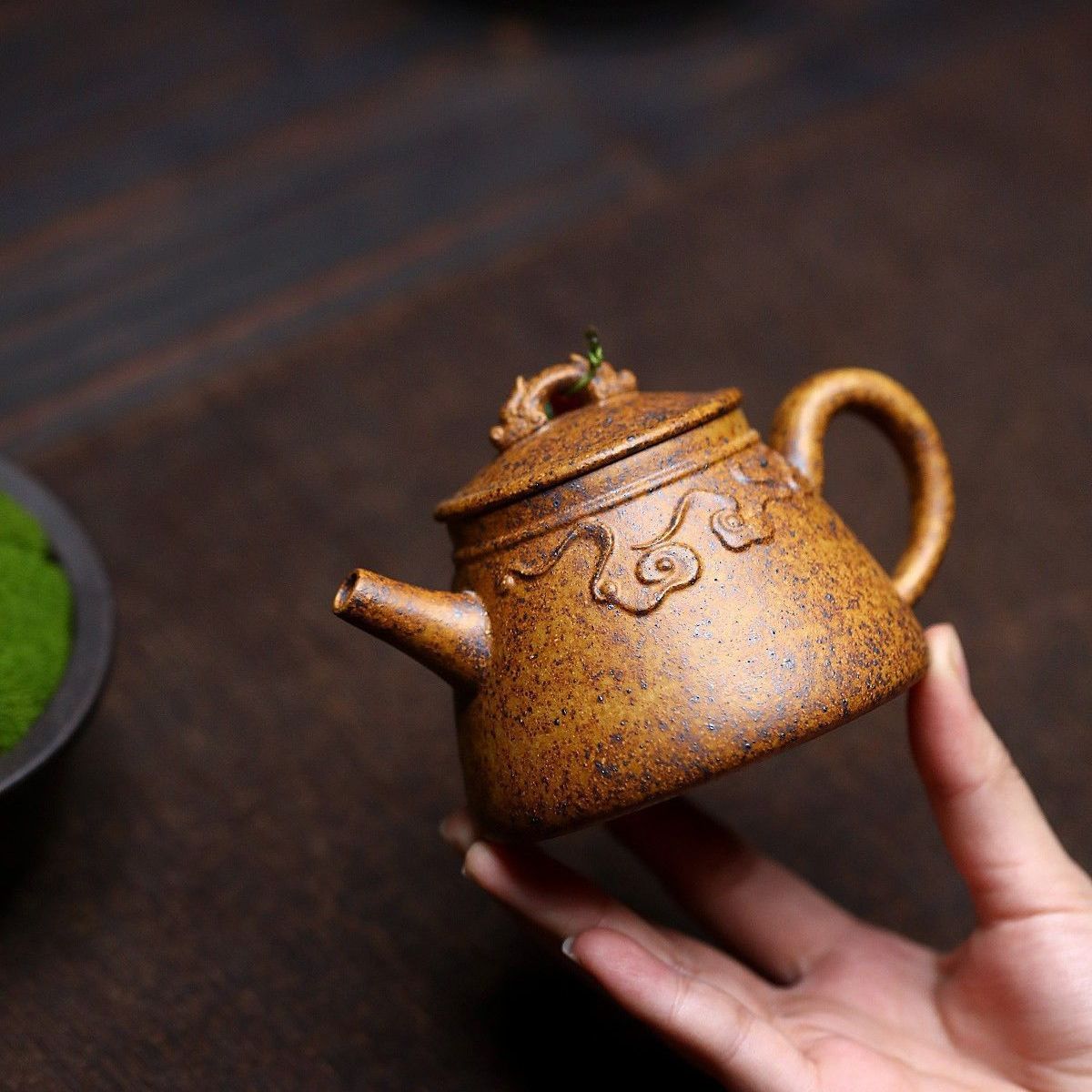 Ruyi Dragon Ladle Yixing Zisha Teapot - Longgu Golden Sand Clay 190ml