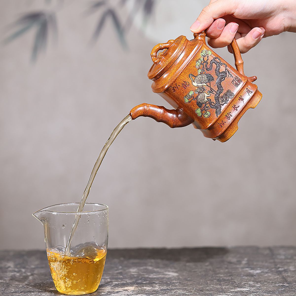 Songhe Yannian Yixing Teapot — Fire-Glazed Golden Duanni, 320ml