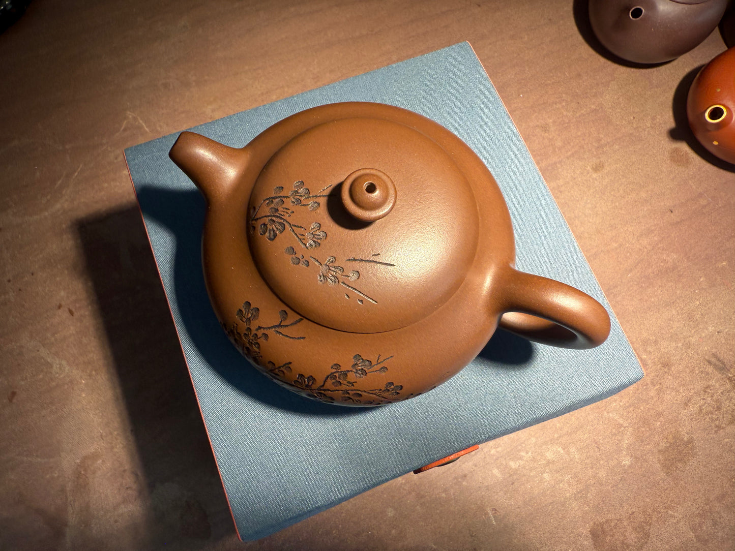 Yixing Semi-Handmade Purple Clay Teapot | Plum Blossom Carving 180ml
