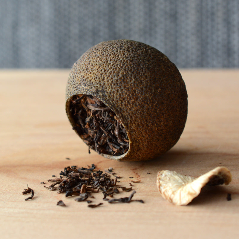 10 years aged Cha Tou Ripe Pu-erh Tea Cured in King Orange Fruit