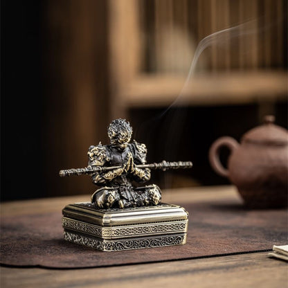 Sun Wukong Victorious Fighting Buddha Alloy Coil Incense Burner Gift Set – 3 Premium Fragrances Included