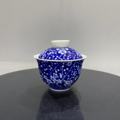 Jingdezhen Wood-Fired Blue & White Ice Plum Glaze Gongfu Tea Set – Collector’s Edition | 5-Piece