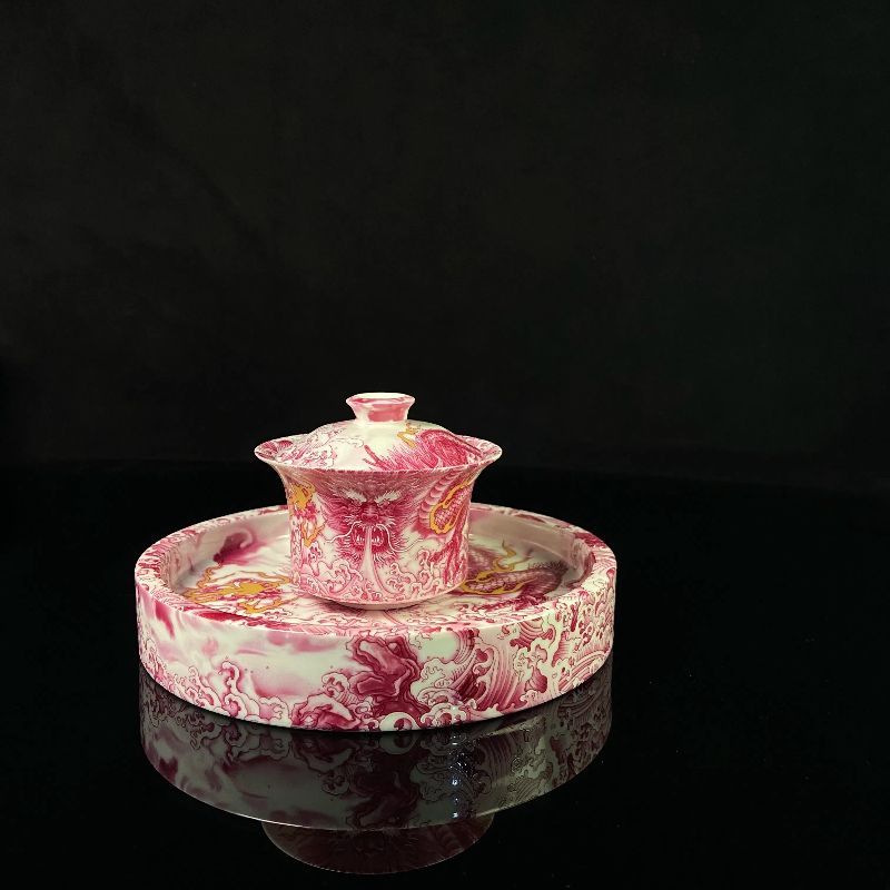 Jingdezhen Ruby Red Dragon Gongfu Tea Set – Gemstone Glaze Porcelain | 6-Piece