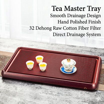 Kamjove Large Bakelite Tea Tray with Drainage System | 32-Count Cotton Board | No Paint No Wax