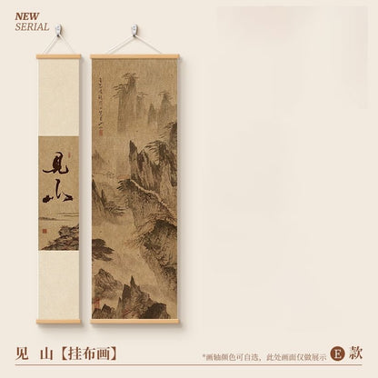 Chinese Ink Art Wall Scroll Set – Narrow & Wide | Tea Room Wall Decor Hanging Painting