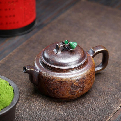 Handmade Yixing Purple Clay Teapot 300ml - Original High-Temperature Duan Ni Panda Bamboo Zisha Gongfu Tea Pot