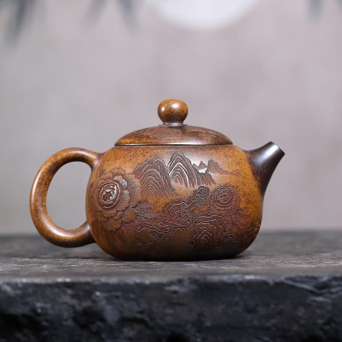 Handmade Yixing Purple Clay Teapot 620ml - Wood-Fired Dragon Bone Gold Sand Xi Shi Gongfu Tea Pot