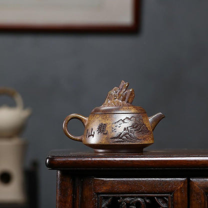Yixing Purple Clay Teapot 250ml - Handmade Zisha Gongfu Tea Pot with High-Fired Duan Ni Clay