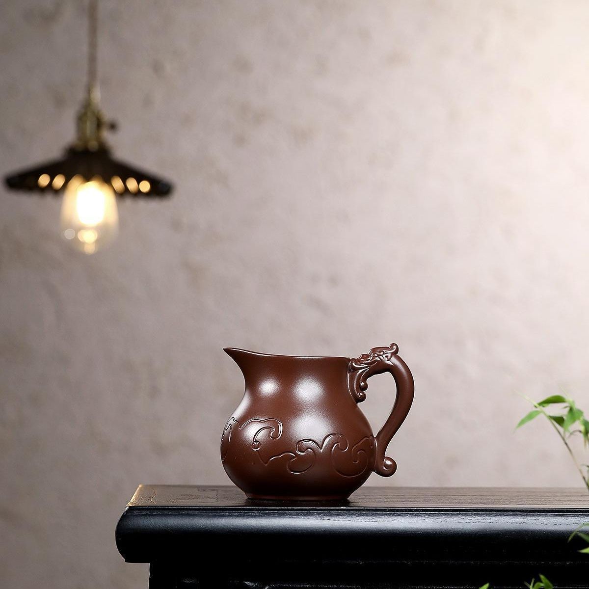 Handmade Yixing Purple Clay Fair Cup 330ml - Dahongpao Dragon Pattern Carved Tea Pitcher