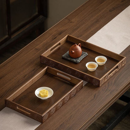 Ripple Handle Rectangular Serving Tray – Tea Tray, Pastry Plate & Storage Organizer | 3 Sizes