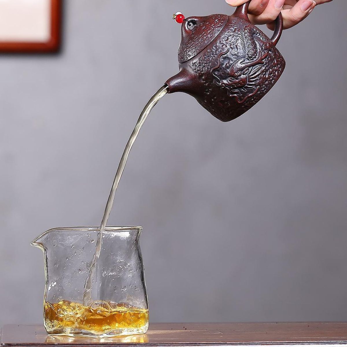 Yin Long Qin Quan Yixing Teapot | Raw Tie Xue Hong Sha Iron-Red Clay | Handcrafted 260ml