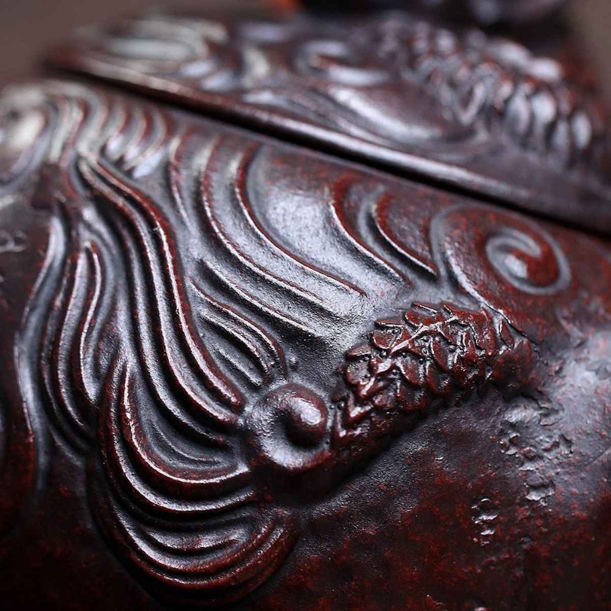 Handmade Yixing Purple Clay Teapot 450ml - Original Ancient Red Clay Coiling Dragon Zisha Gongfu Tea Pot
