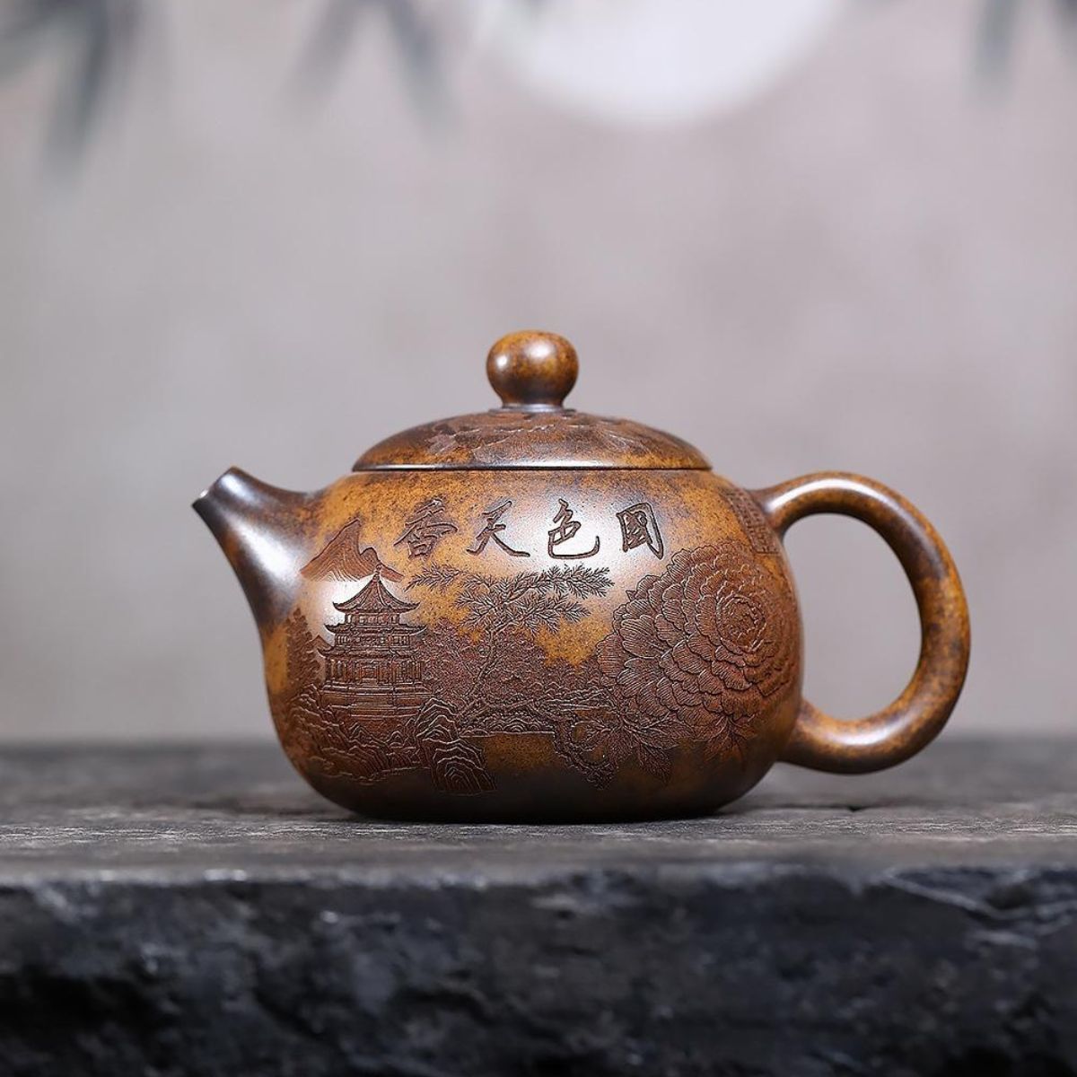 Handmade Yixing Purple Clay Teapot 620ml - Wood-Fired Dragon Bone Gold Sand Xi Shi Gongfu Tea Pot