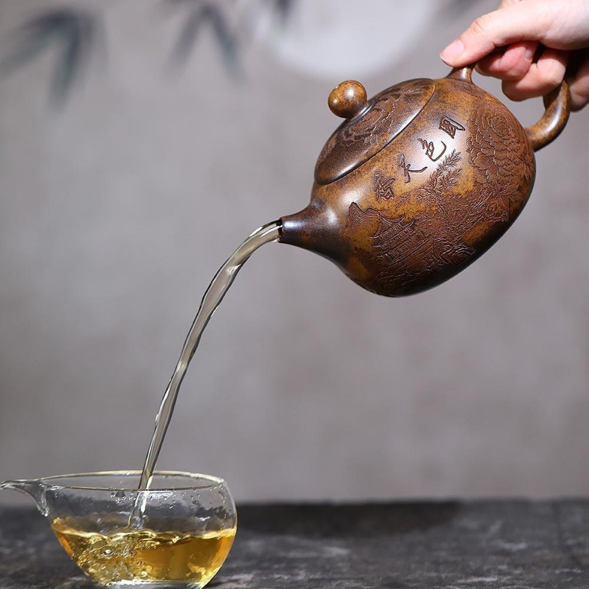 Handmade Yixing Purple Clay Teapot 620ml - Wood-Fired Dragon Bone Gold Sand Xi Shi Gongfu Tea Pot