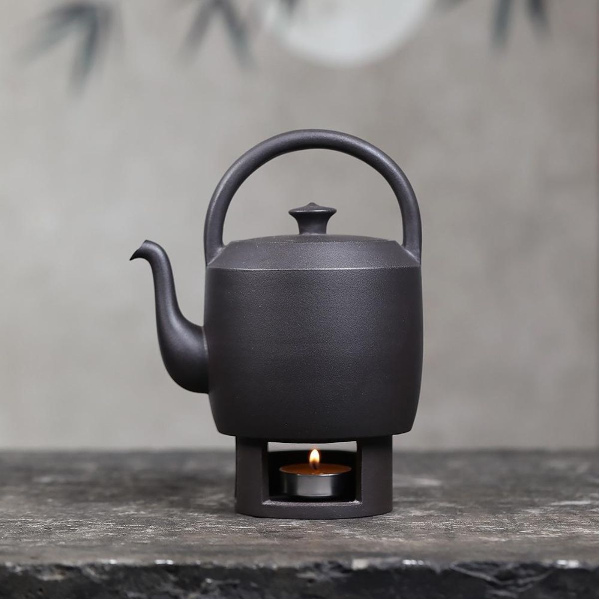 Handmade Yixing Purple Clay Boiling Kettle 700ml - Original Black Clay Handle Teapot for Stove Brewing