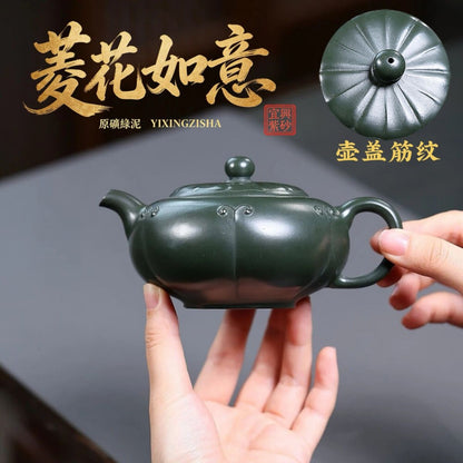 Ling Hua Ru Yi Yixing Teapot | Raw Lu Ni Green Zisha Clay | Handcrafted 250ml