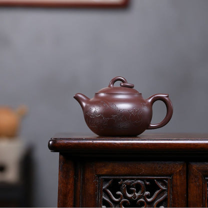 Le Zai Qi Zhong Yixing Teapot | Authentic Raw Zi Ni Purple Clay | Handcrafted 280ml