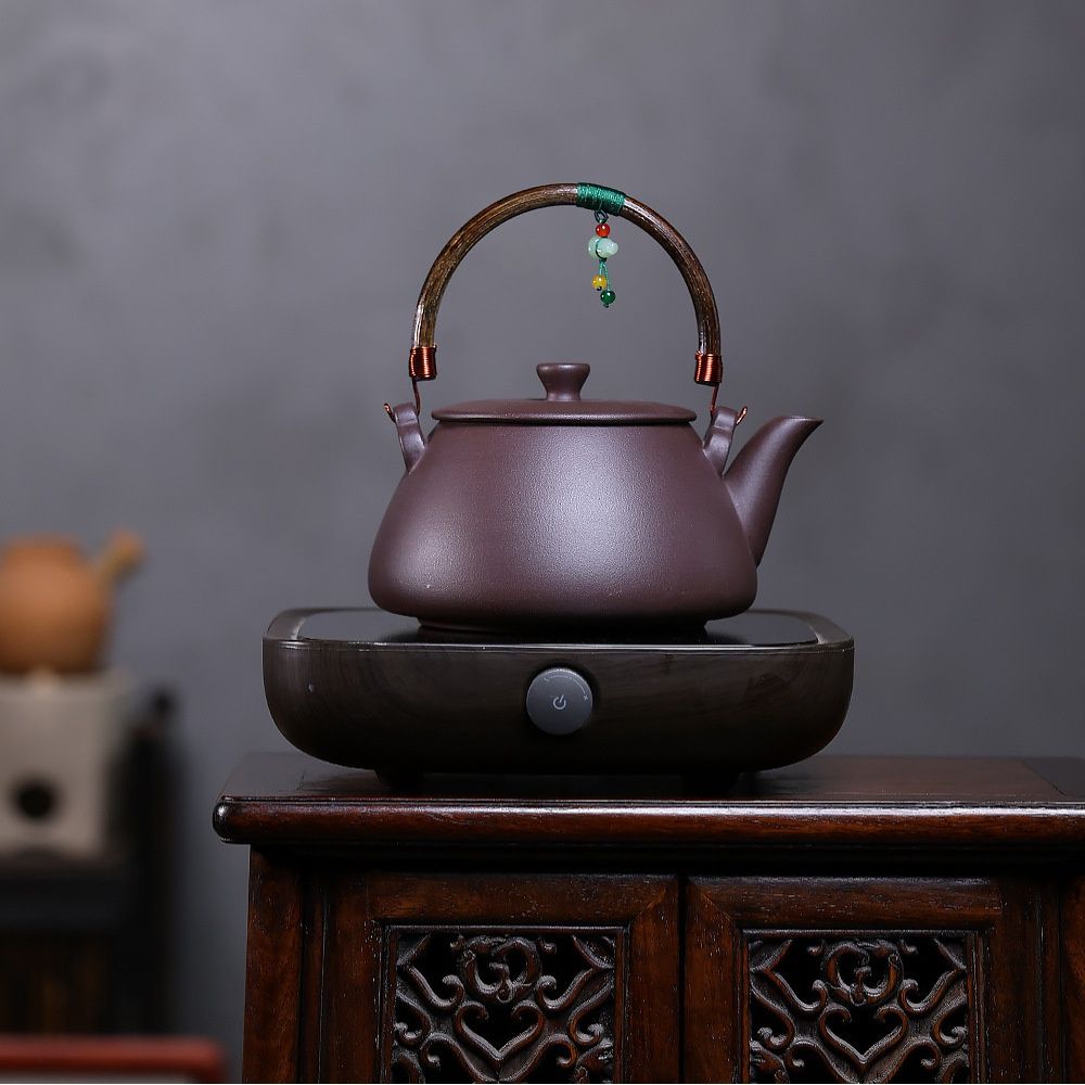 Wei Lu Zhu Cha Shi Diao Yixing Teapot | Raw Zi Ni Purple Clay | Large 1100ml Fireside Kettle