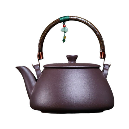Wei Lu Zhu Cha Shi Diao Yixing Teapot | Raw Zi Ni Purple Clay | Large 1100ml Fireside Kettle