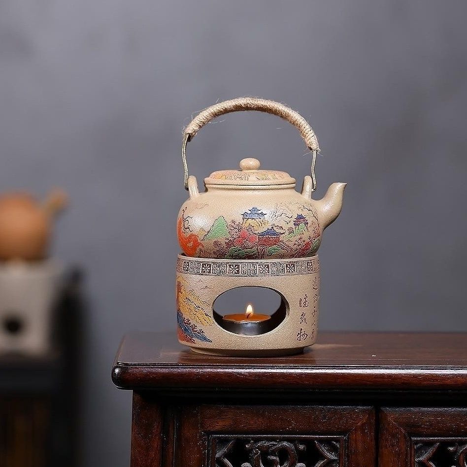 Wei Lu Zhu Cha Yixing Teapot with Stand | Raw Duan Ni Zisha Clay | 320ml Fireside Set