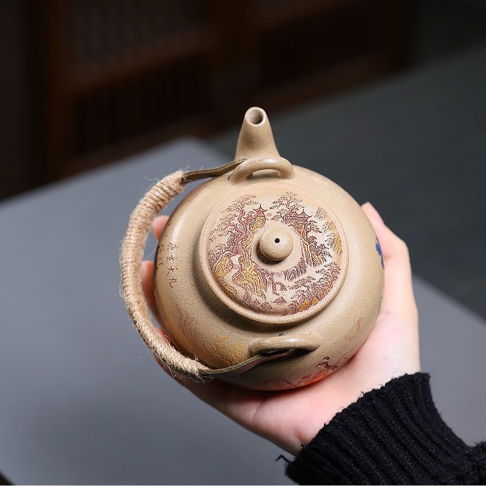 Wei Lu Zhu Cha Yixing Teapot with Stand | Raw Duan Ni Zisha Clay | 320ml Fireside Set