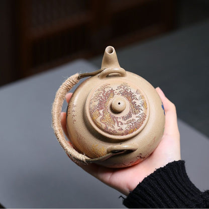 Wei Lu Zhu Cha Yixing Teapot with Stand | Raw Duan Ni Zisha Clay | 320ml Fireside Set