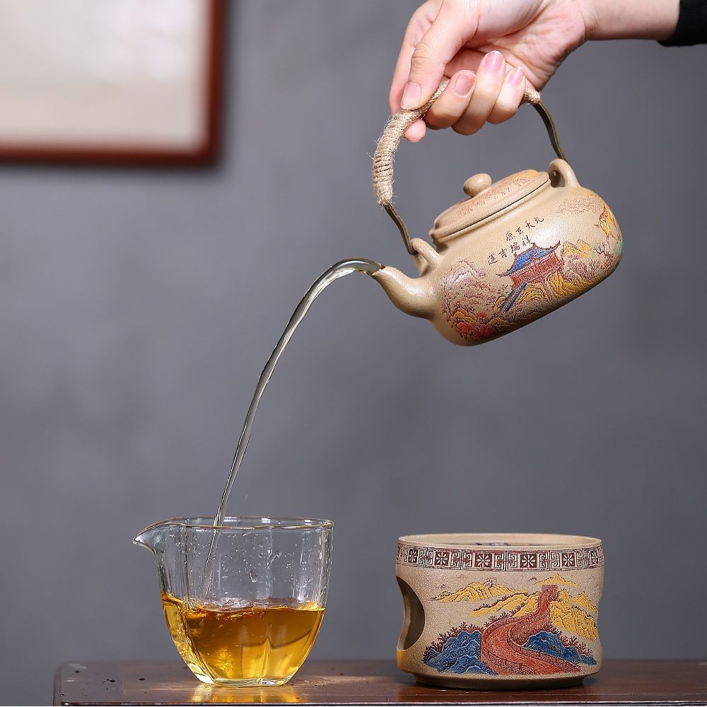 Wei Lu Zhu Cha Yixing Teapot with Stand | Raw Duan Ni Zisha Clay | 320ml Fireside Set