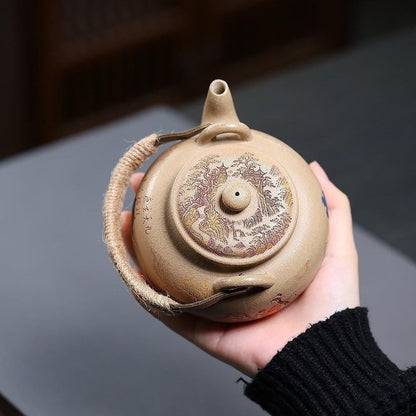 Wei Lu Zhu Cha Yixing Teapot with Stand | Raw Duan Ni Zisha Clay | 320ml Fireside Set