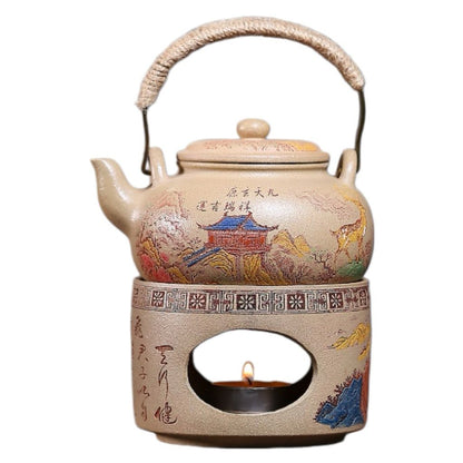 Wei Lu Zhu Cha Yixing Teapot with Stand | Raw Duan Ni Zisha Clay | 320ml Fireside Set