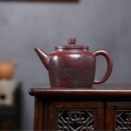 Fu Lu Heng Tong Yixing Teapot | Authentic Raw Zi Ni Purple Clay | Large 830ml Gathering Pot