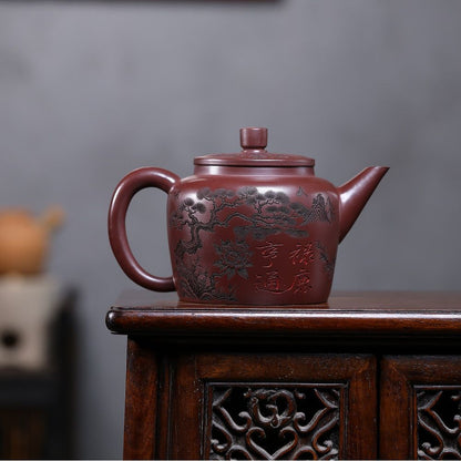 Fu Lu Heng Tong Yixing Teapot | Authentic Raw Zi Ni Purple Clay | Large 830ml Gathering Pot