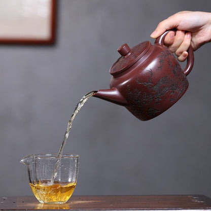 Fu Lu Heng Tong Yixing Teapot | Authentic Raw Zi Ni Purple Clay | Large 830ml Gathering Pot