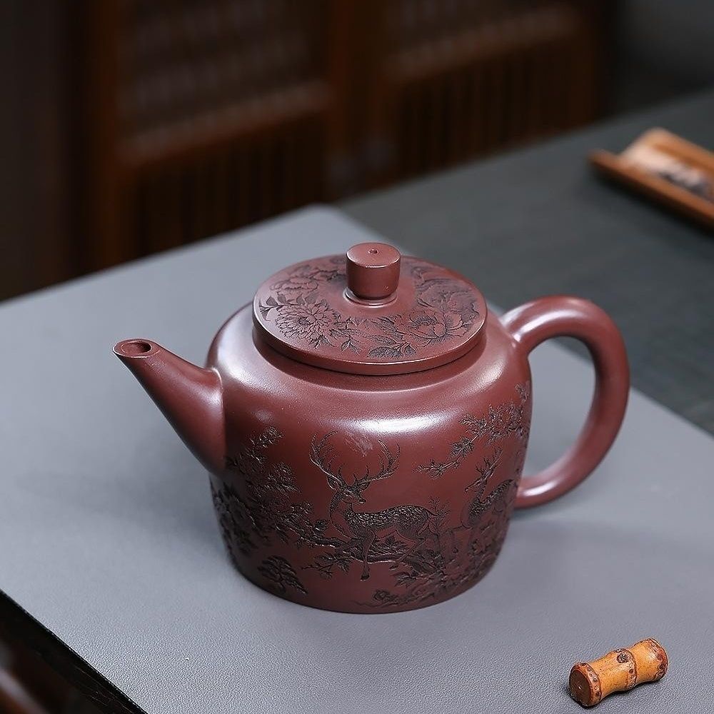 Fu Lu Heng Tong Yixing Teapot | Authentic Raw Zi Ni Purple Clay | Large 830ml Gathering Pot
