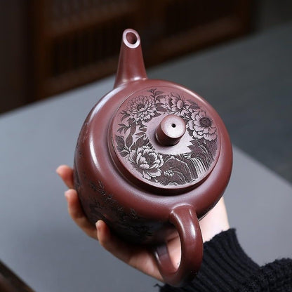 Fu Lu Heng Tong Yixing Teapot | Authentic Raw Zi Ni Purple Clay | Large 830ml Gathering Pot