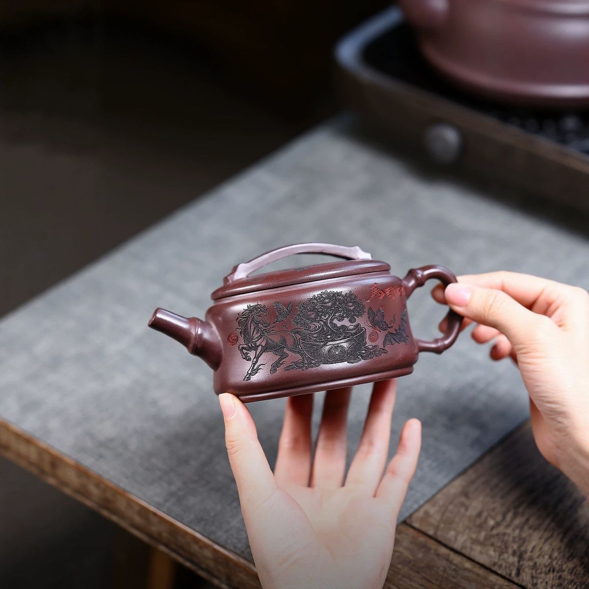 Cai Yun Xiang Tong Han Wa Yixing Teapot | Raw Shi Hong Red Zisha Clay | Handcrafted 300ml