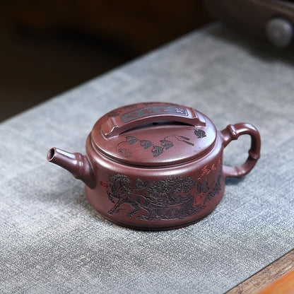 Cai Yun Xiang Tong Han Wa Yixing Teapot | Raw Shi Hong Red Zisha Clay | Handcrafted 300ml