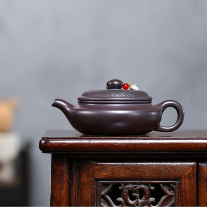 Shuang Long Bian Gu Yixing Teapot | Raw Chi Long Xue Sha Red Dragon Clay | Handcrafted 300ml