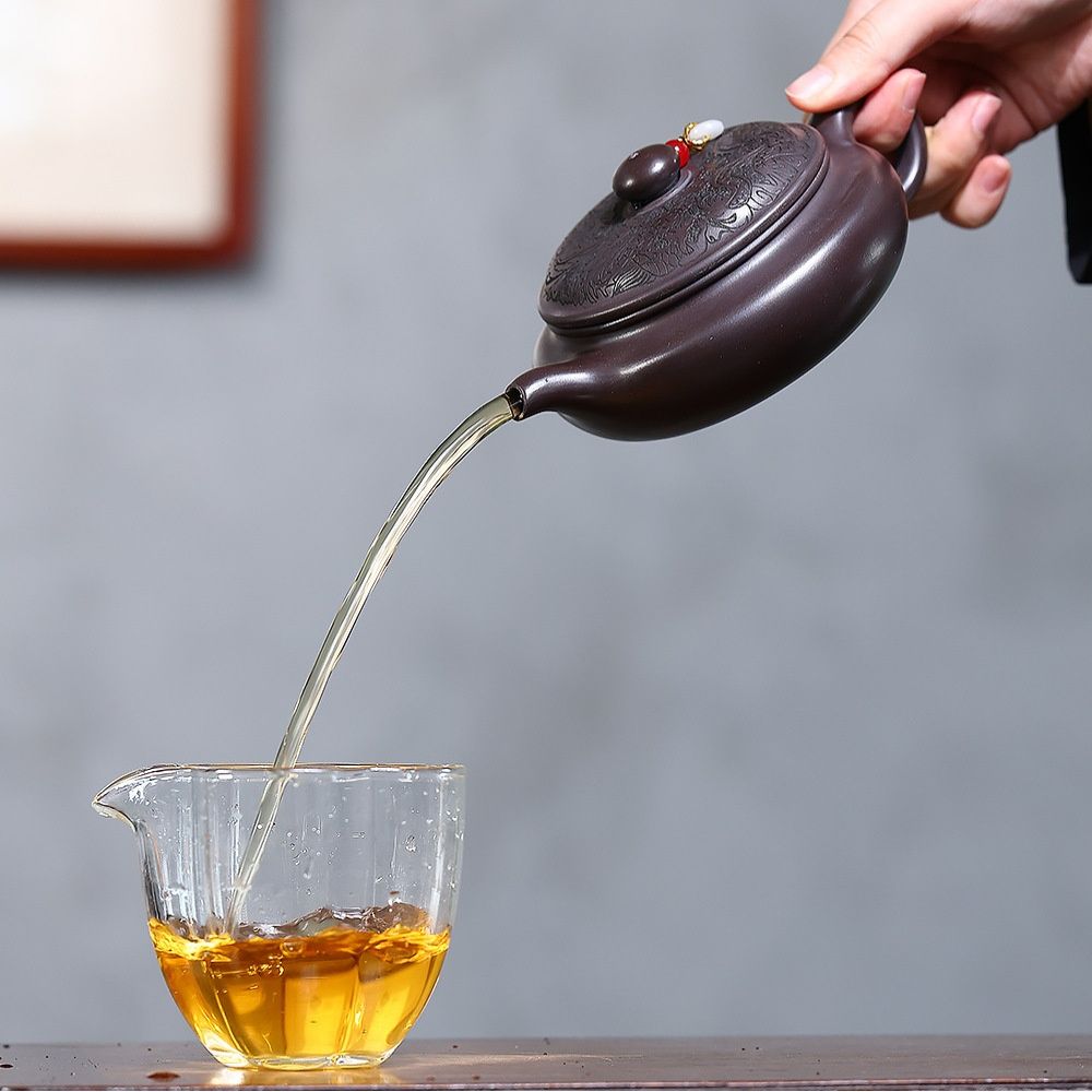 Shuang Long Bian Gu Yixing Teapot | Raw Chi Long Xue Sha Red Dragon Clay | Handcrafted 300ml