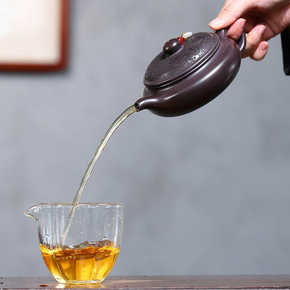 Shuang Long Bian Gu Yixing Teapot | Raw Chi Long Xue Sha Red Dragon Clay | Handcrafted 300ml