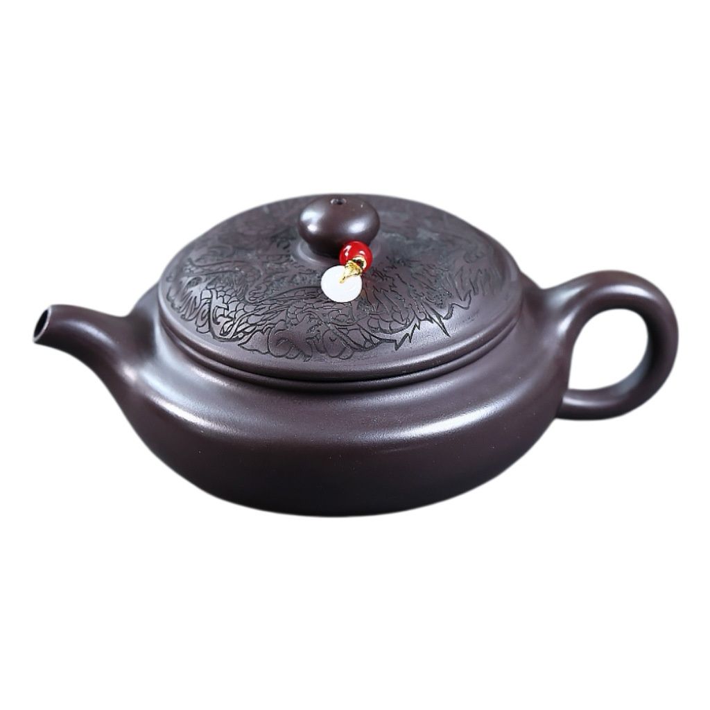 Shuang Long Bian Gu Yixing Teapot | Raw Chi Long Xue Sha Red Dragon Clay | Handcrafted 300ml